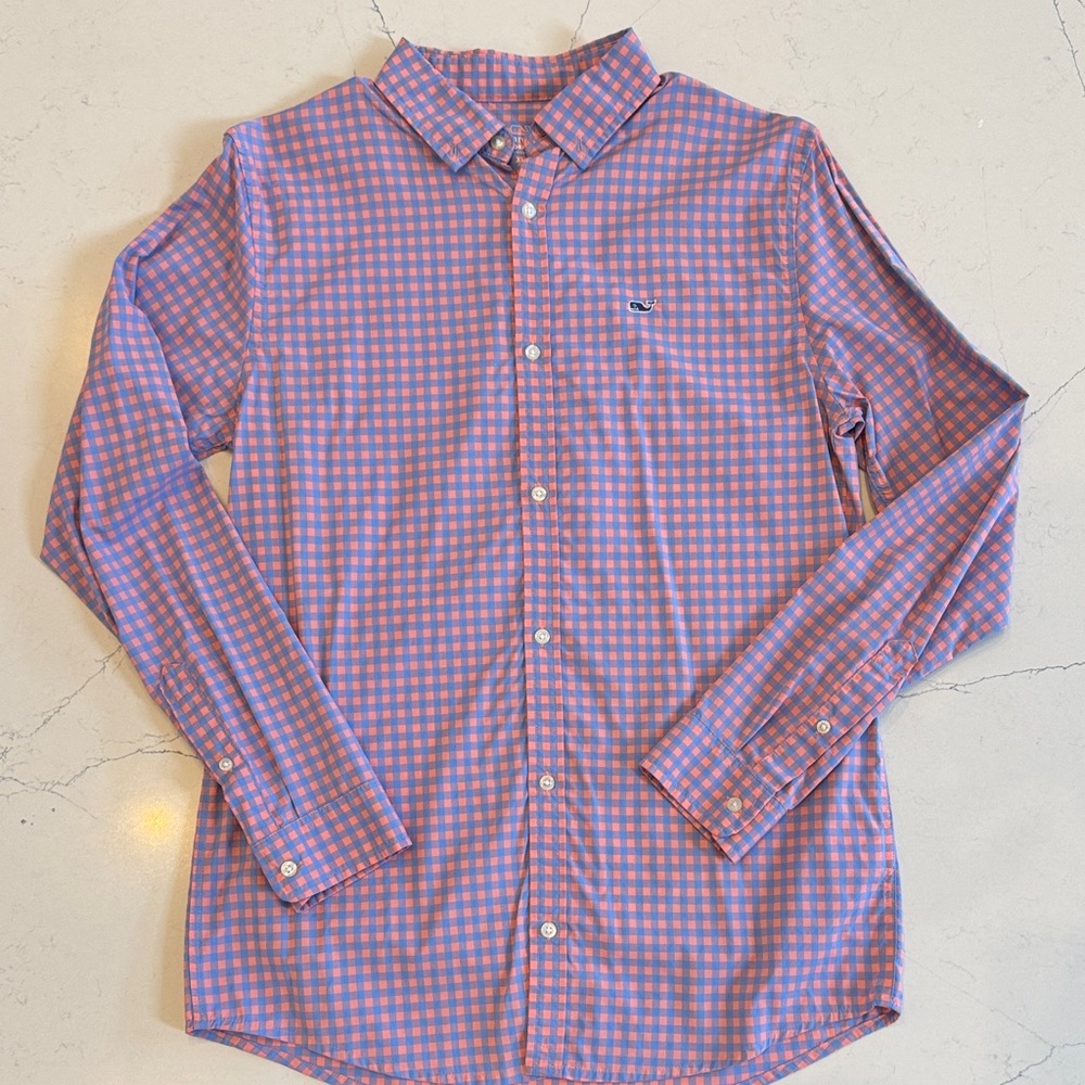 Vineyard Vines Pink and Blue Gingham Button-Down Shirt
